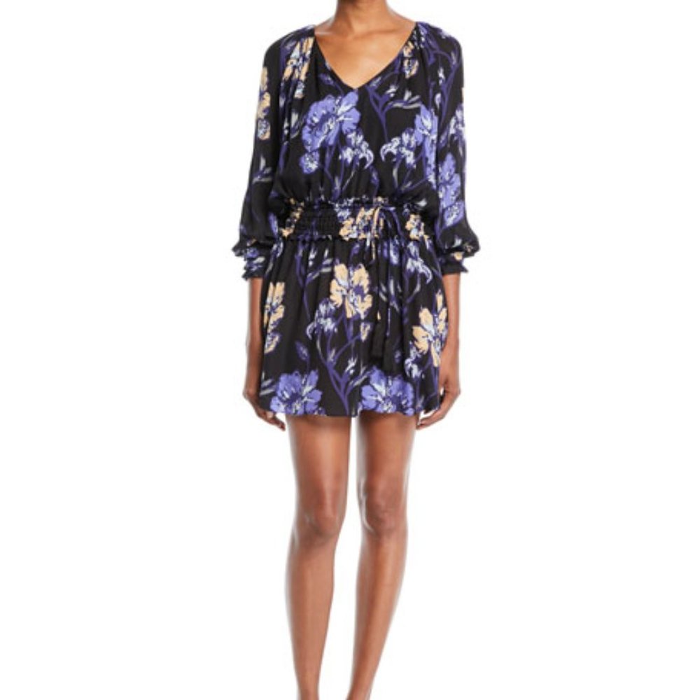 Ramy Brook Milene Floral Silk Long Sleeve Dress